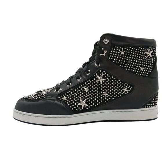 Jimmy Choo Shoes Womens EU 36 US 6 Black High Top Star Studded Made in Italy - Picture 4 of 14